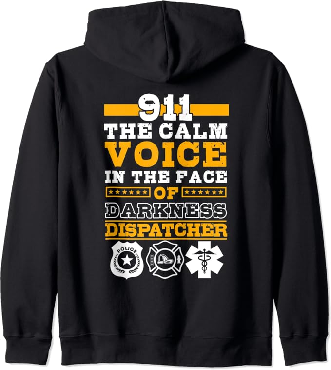 911 Dispatcher Imagine On Back Of Clothing Zip Hoodie Amazon.co.uk